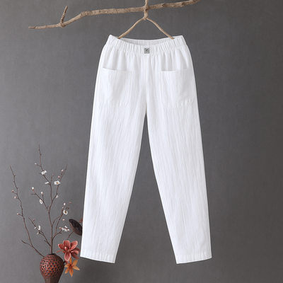 Erika | Pantalones relajados de algodón y lino con cintura elástica