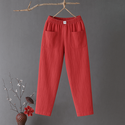 Erika | Pantalones relajados de algodón y lino con cintura elástica