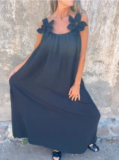 Elena | Vestido liso para mujer con estampado floral y escote en forma de U