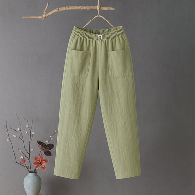 Erika | Pantalones relajados de algodón y lino con cintura elástica