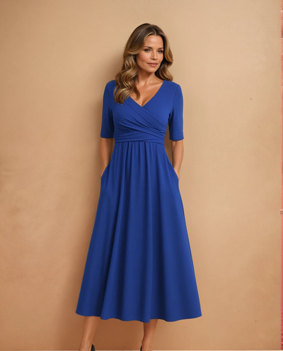 Monique | Vestido cruzado con mangas cortas