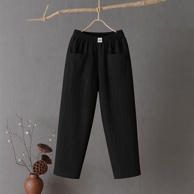 Erika | Pantalones relajados de algodón y lino con cintura elástica