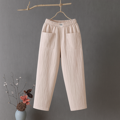 Erika | Pantalones relajados de algodón y lino con cintura elástica