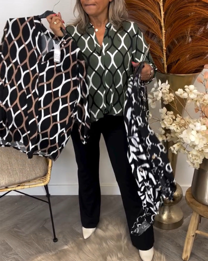 Tanya | Blusa casual con mangas largas y patrón elegante