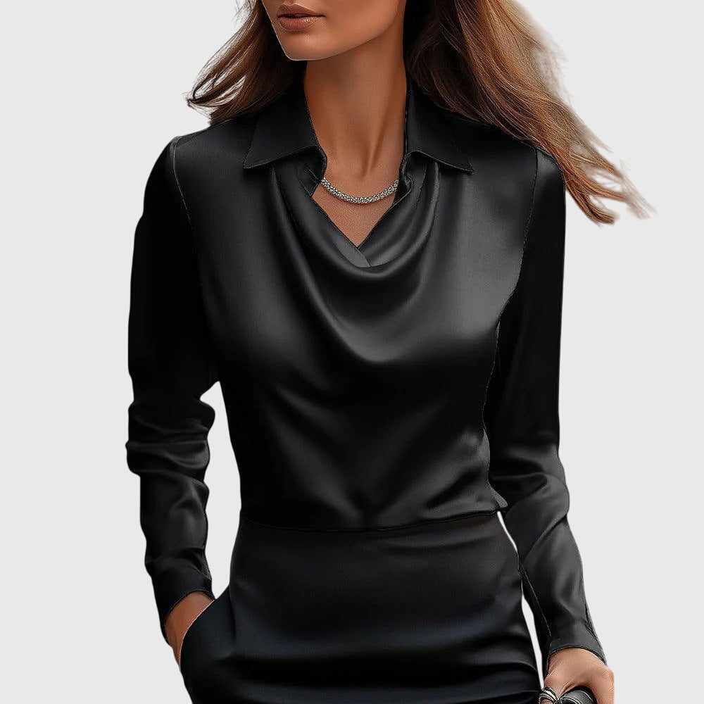 Sylvie | Blusa con brillo lujoso y cuello fruncido