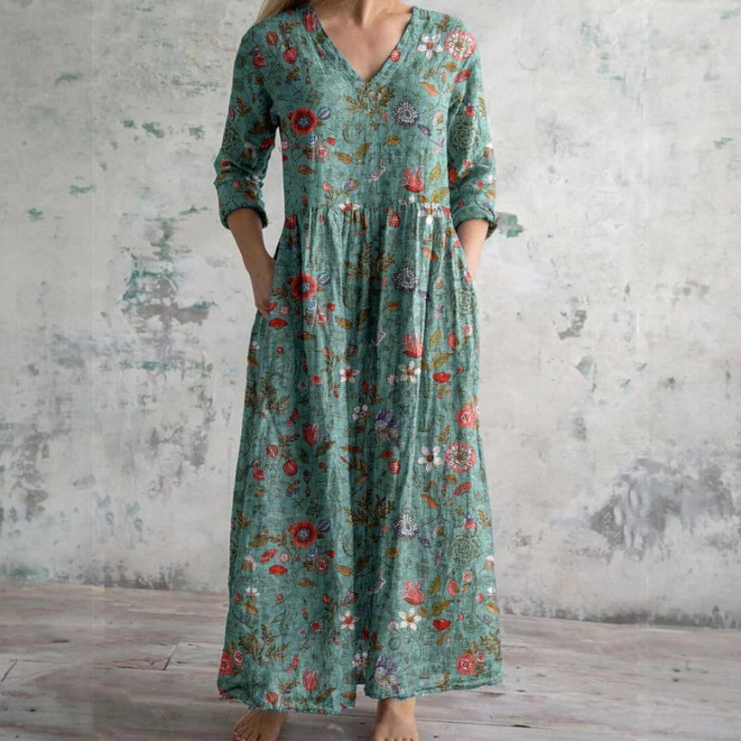 Fiona | Vestido floral de lino y algodón