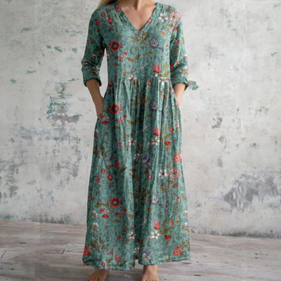 Fiona | Vestido floral de lino y algodón