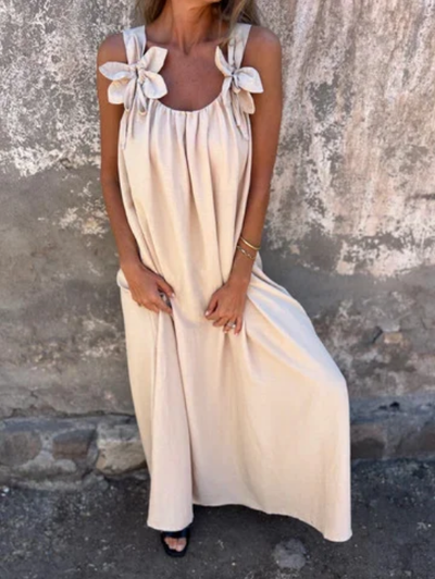 Elena | Vestido liso para mujer con estampado floral y escote en forma de U