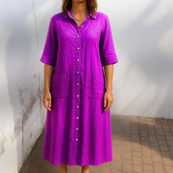 Melanie | Vestido camisero casual hasta el tobillo estilo Ibiza