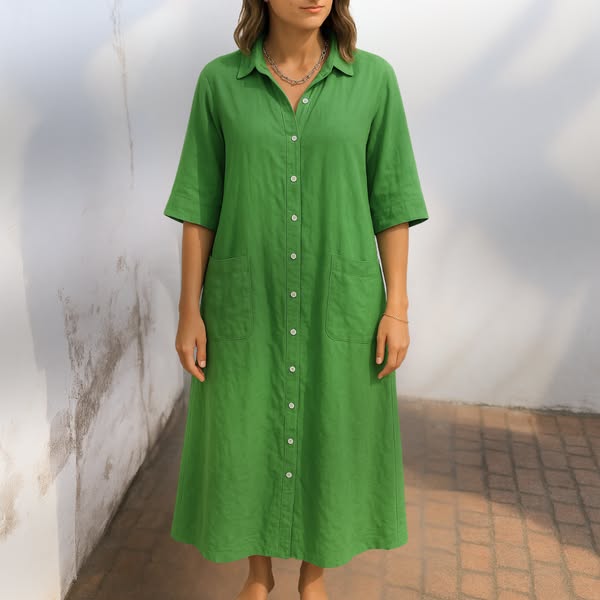 Melanie | Vestido camisero casual hasta el tobillo estilo Ibiza