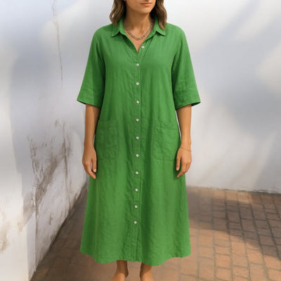 Melanie | Vestido camisero casual hasta el tobillo estilo Ibiza