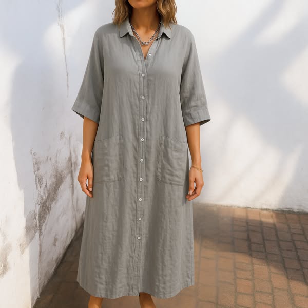 Melanie | Vestido camisero casual hasta el tobillo estilo Ibiza