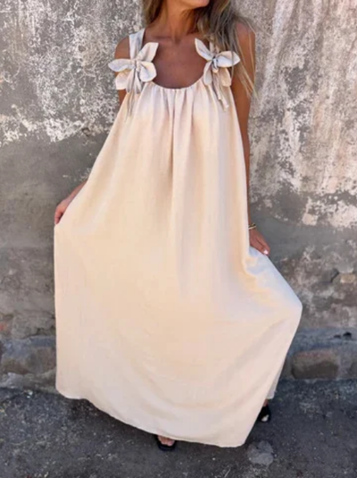 Elena | Vestido liso para mujer con estampado floral y escote en forma de U