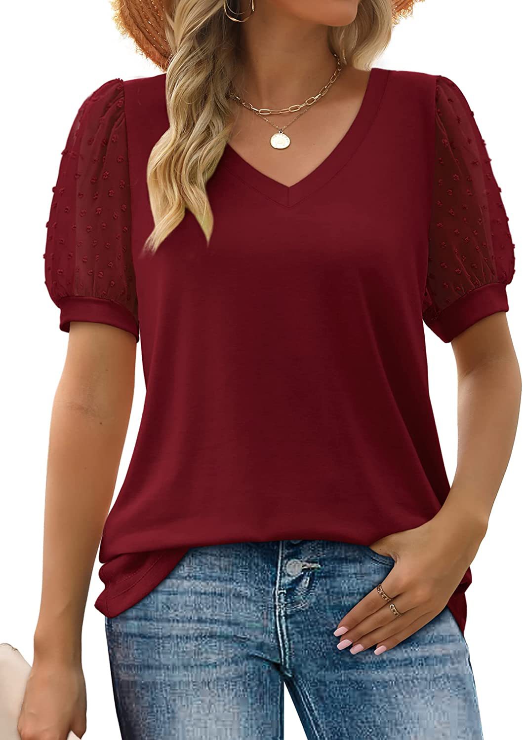 Nema | Blusa con mangas texturizadas y escote en V