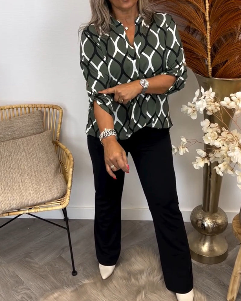 Tanya | Blusa casual con mangas largas y patrón elegante