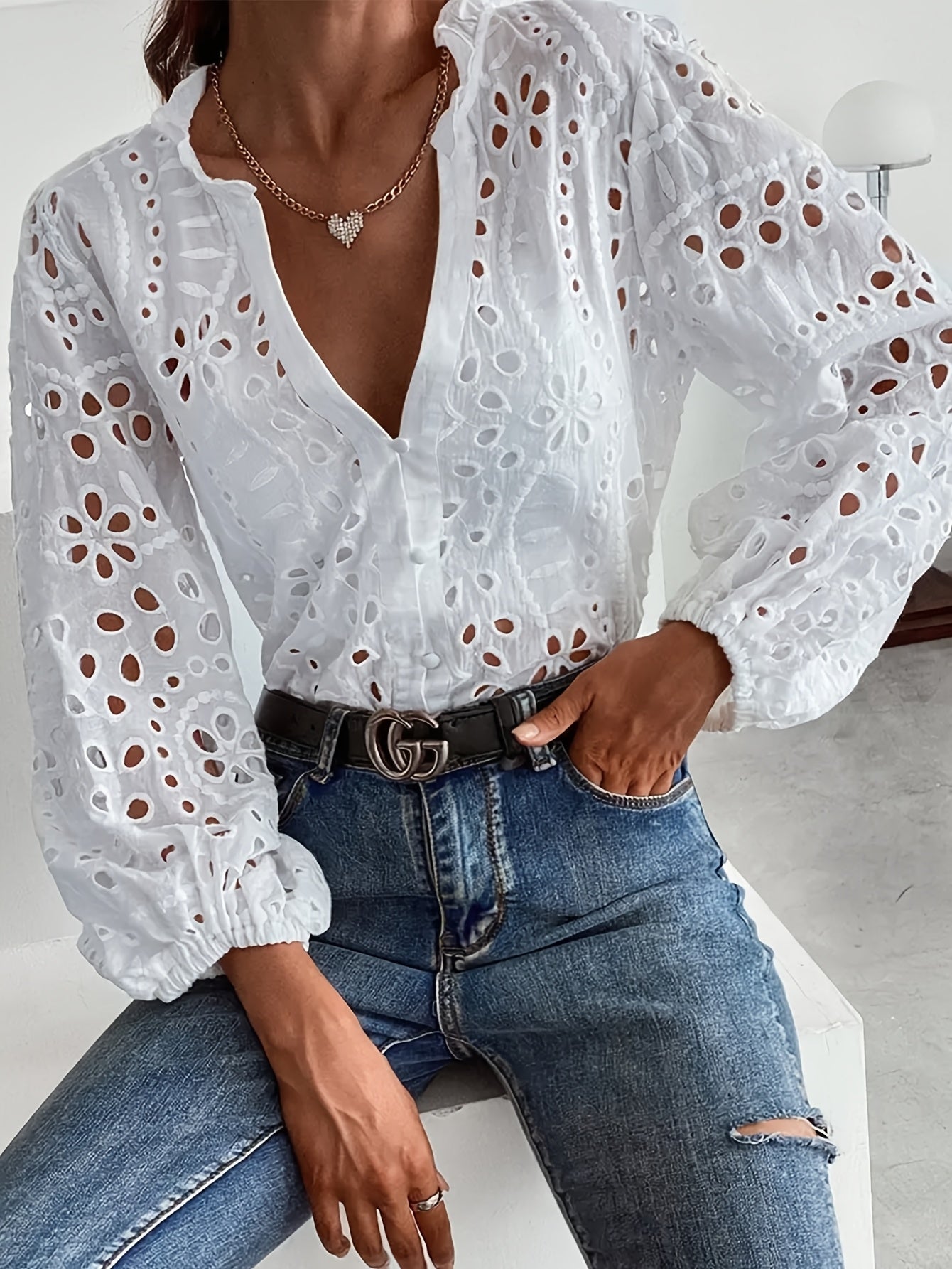 Roselina | Blusa bordada de manga larga