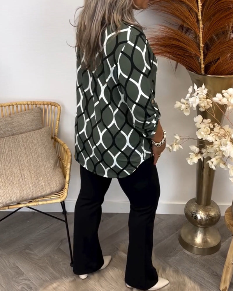 Tanya | Blusa casual con mangas largas y patrón elegante