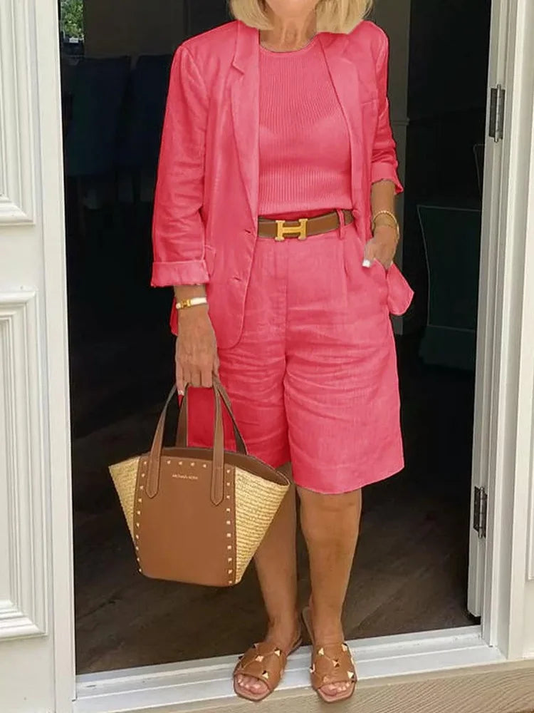 Leontina | Conjunto casual con blazer y pantalones cortos