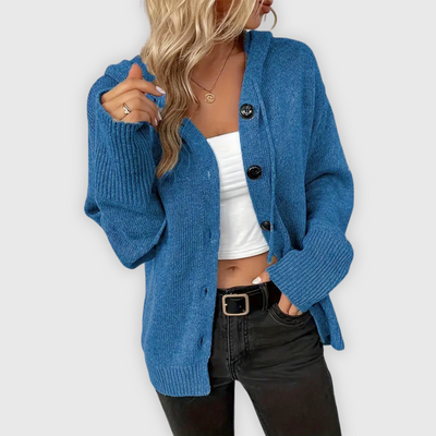 Susy | Elegante sudadera con capucha de manga larga y botón