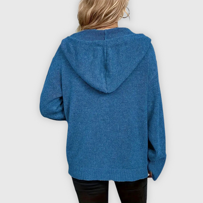 Susy | Elegante sudadera con capucha de manga larga y botón