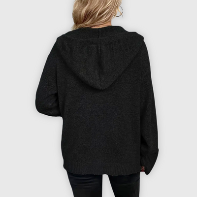 Susy | Elegante sudadera con capucha de manga larga y botón