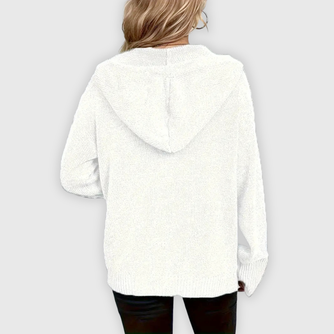 Susy | Elegante sudadera con capucha de manga larga y botón