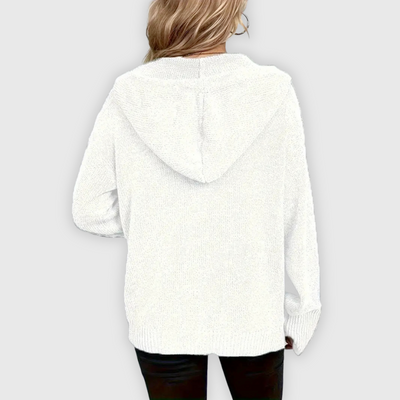 Susy | Elegante sudadera con capucha de manga larga y botón