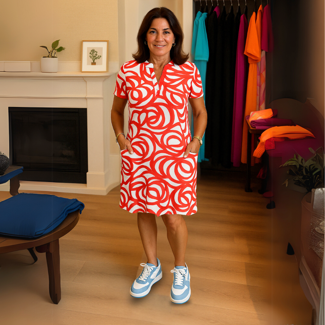 Monique | Vestido estampado con escote en V