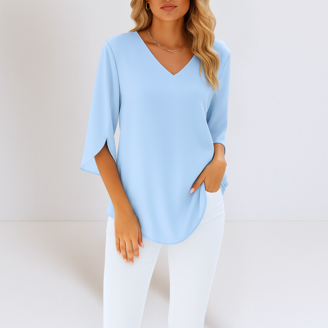 Sophie | Blusa elegante con escote en V y mangas abiertas.