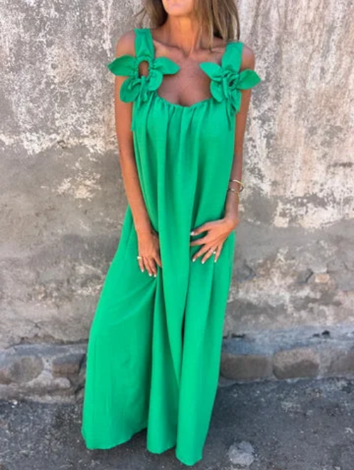 Elena | Vestido liso para mujer con estampado floral y escote en forma de U