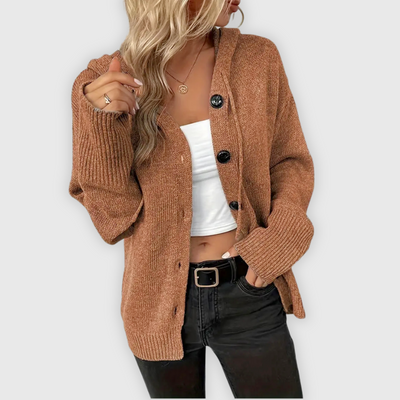 Susy | Elegante sudadera con capucha de manga larga y botón