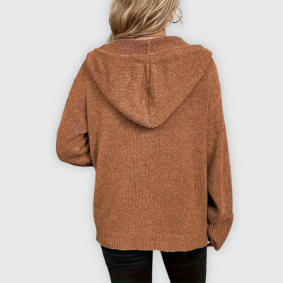 Susy | Elegante sudadera con capucha de manga larga y botón