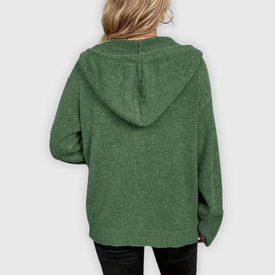 Susy | Elegante sudadera con capucha de manga larga y botón