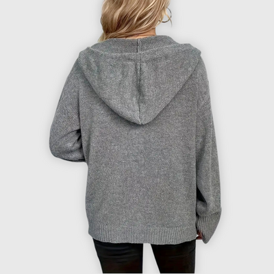 Susy | Elegante sudadera con capucha de manga larga y botón
