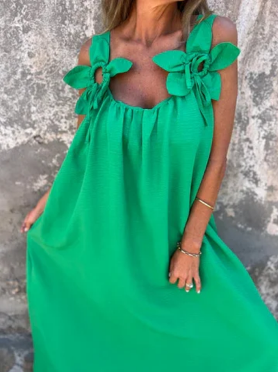 Elena | Vestido liso para mujer con estampado floral y escote en forma de U