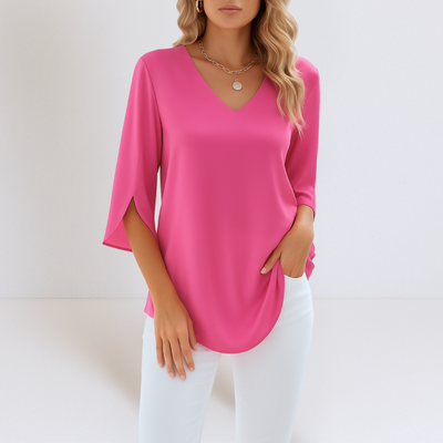 Sophie | Blusa elegante con escote en V y mangas abiertas.
