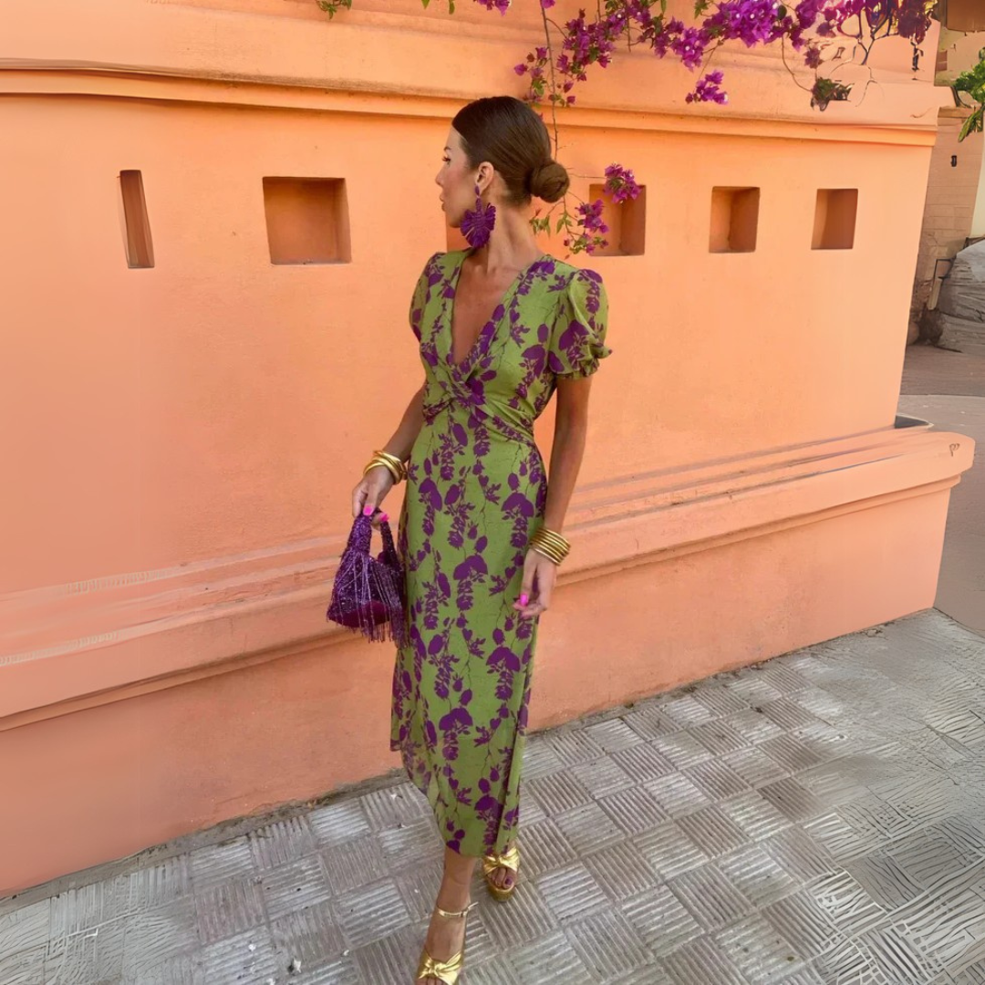 Danielle | Vestido midi con patrón de flores