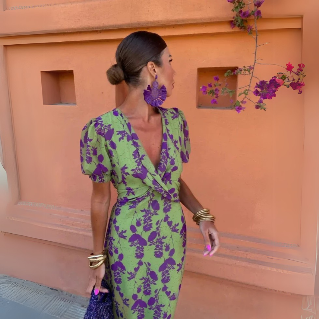 Danielle | Vestido midi con patrón de flores