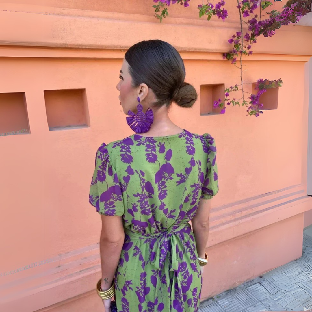 Danielle | Vestido midi con patrón de flores