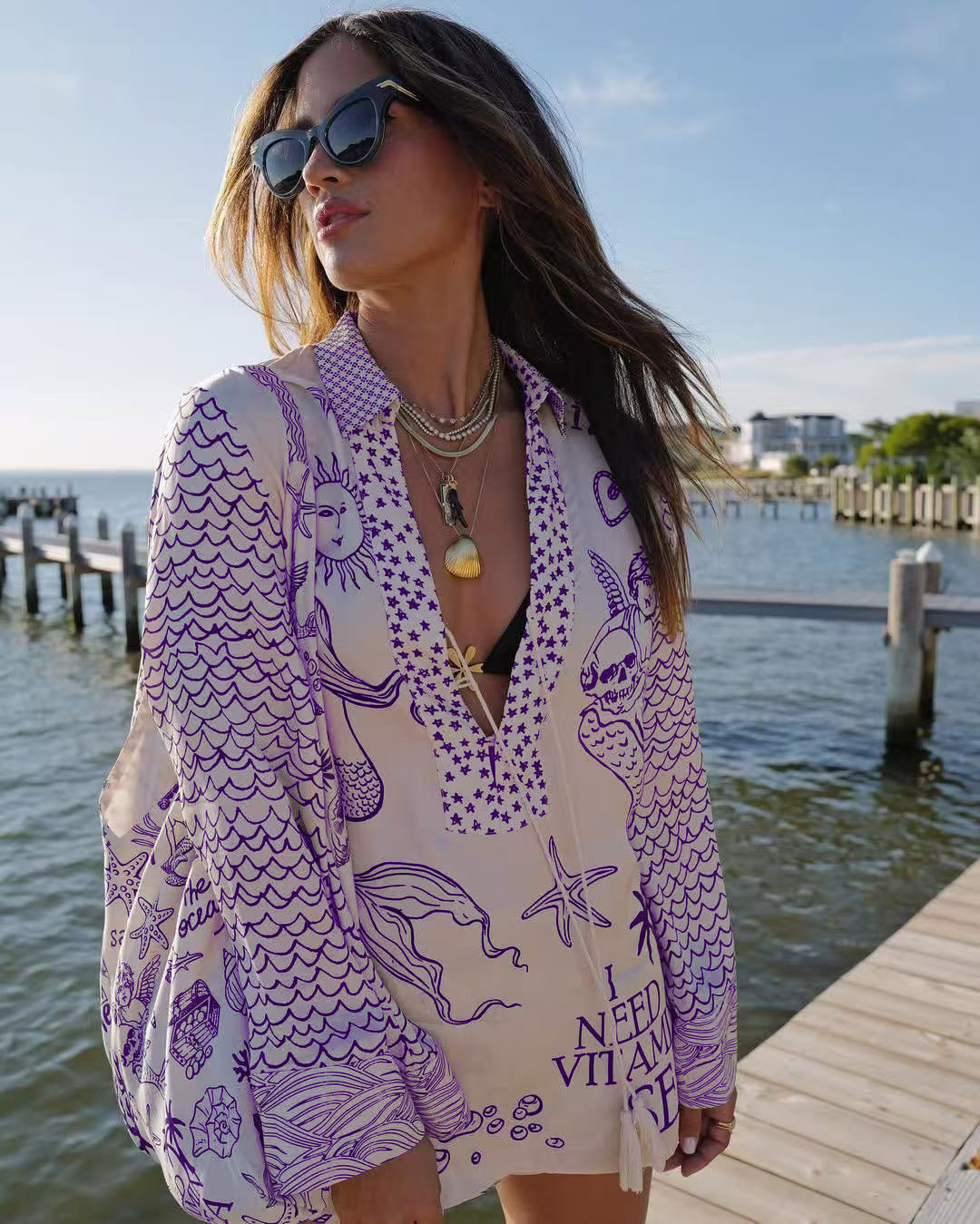 Torrin | Conjunto de túnica de playa estampada