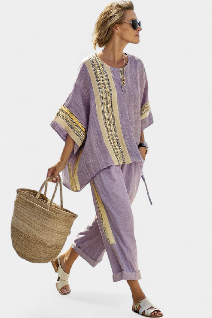 Mirthe | Conjunto de dos piezas ligero con rayas y corte oversize