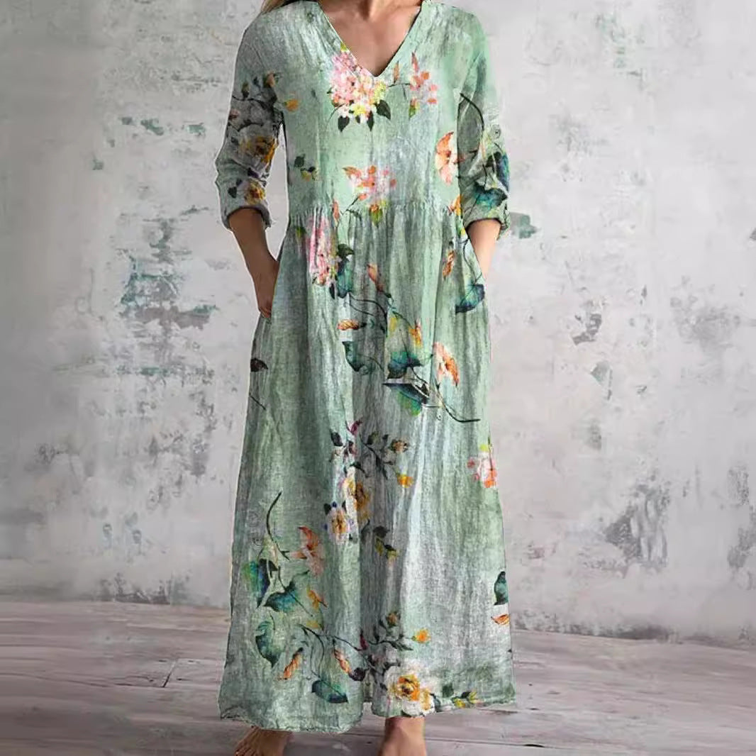 Fiona | Vestido floral de lino y algodón