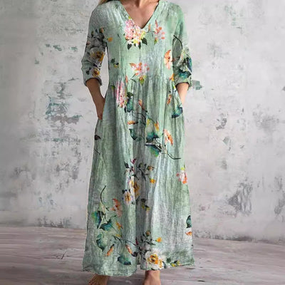 Fiona | Vestido floral de lino y algodón