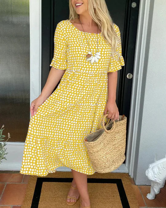 Jessika | Vestido midi elegante con divertidos detalles de volantes