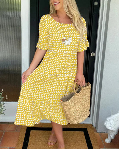 Jessika | Vestido midi elegante con divertidos detalles de volantes