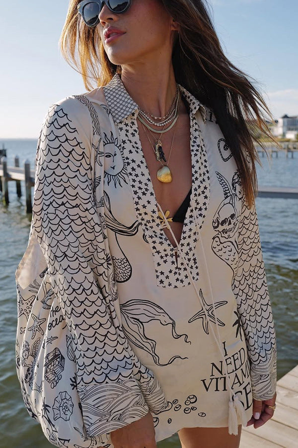 Torrin | Conjunto de túnica de playa estampada