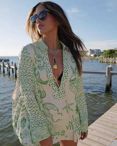 Torrin | Conjunto de túnica de playa estampada