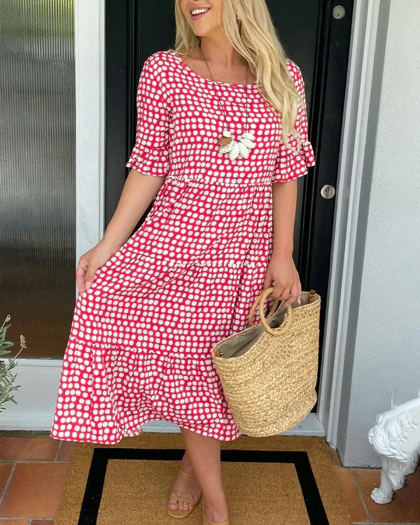 Jessika | Vestido midi elegante con divertidos detalles de volantes