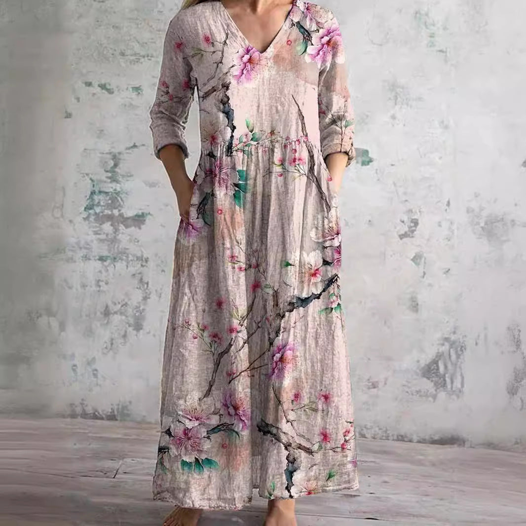 Fiona | Vestido floral de lino y algodón