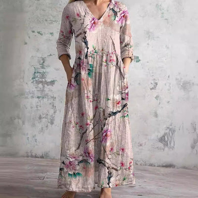 Fiona | Vestido floral de lino y algodón